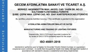 Gecem ISO45001 İş Sağlığı Belgesi